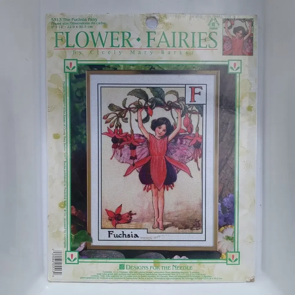 Needlepoint Flower Fairies Sicily Mary Barker 1997 Fuchsia 9 In X 12 In Vintage